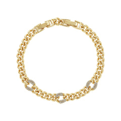 Pave Every Other Cuban Chain Bracelet