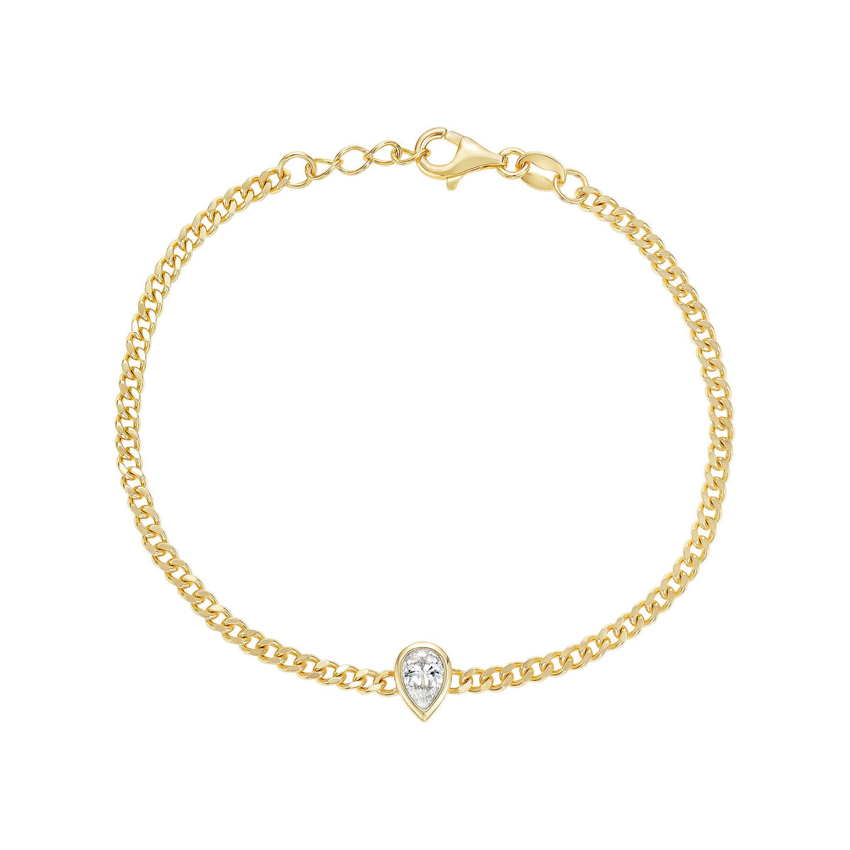 Bezel Teardrop Curb Chain Bracelet