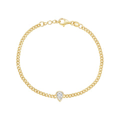 Bezel Teardrop Curb Chain Bracelet