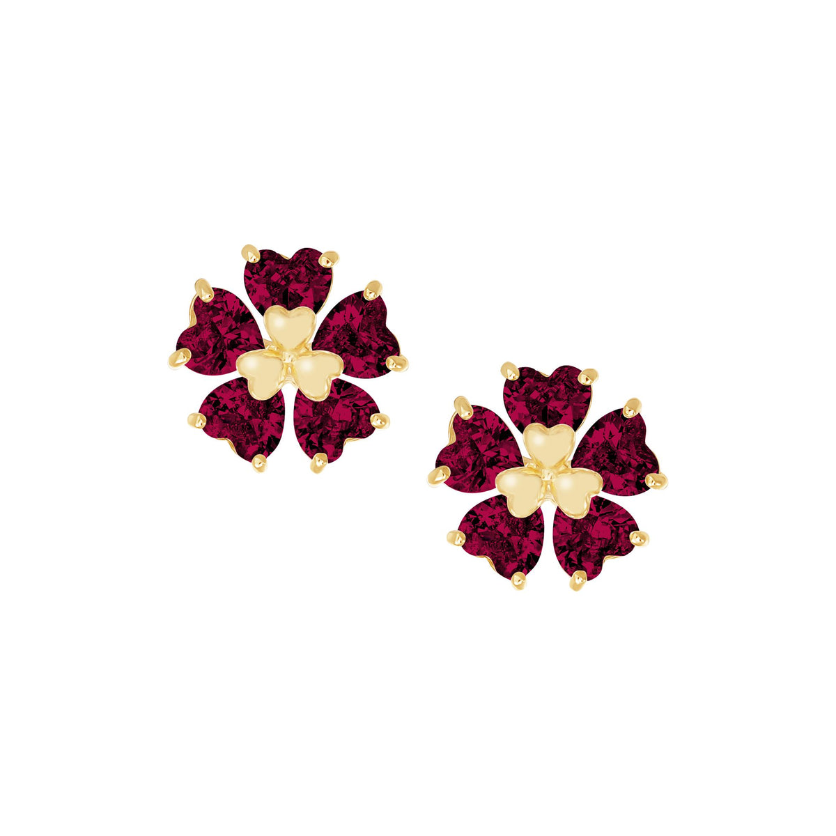 Heart Petal Flower Stud Earrings