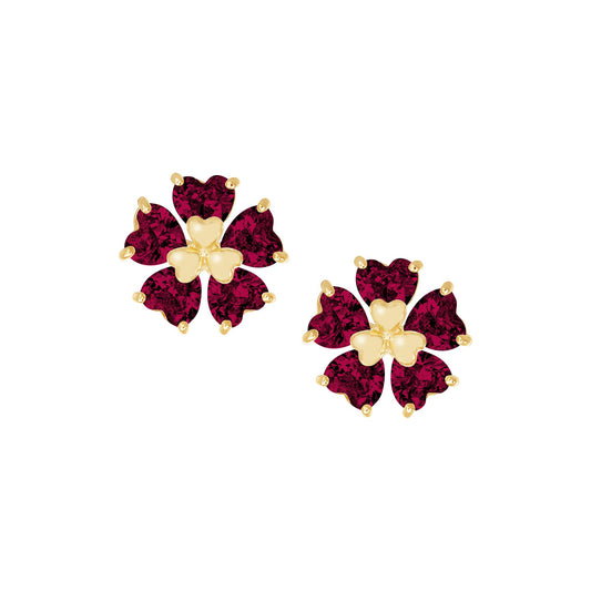 Heart Petal Flower Stud Earrings