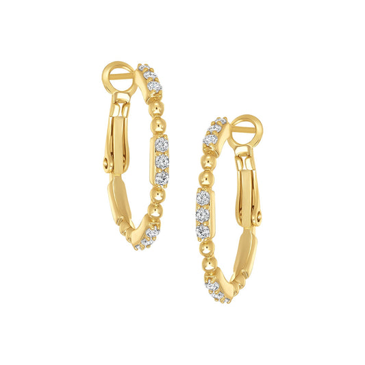 Fine Stone Lined Hoop Earring