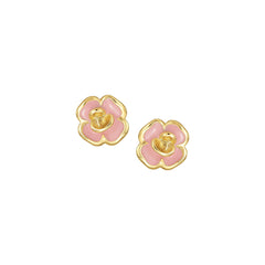 Enamel Ruffled Flower Stud Earrings