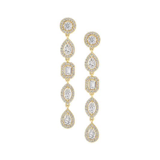 Multi Shape Halo Drop Earrings