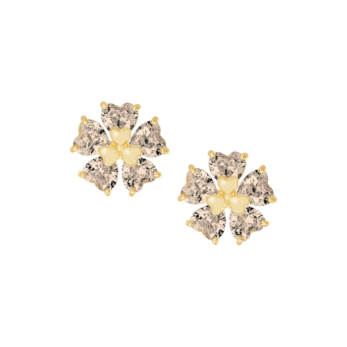 Heart Stone Petals Flower Stud Earring
