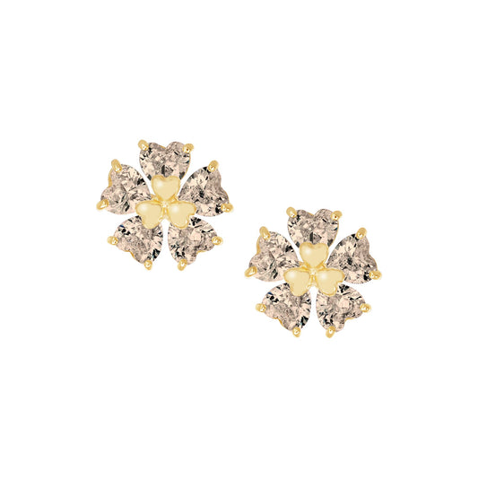 Heart Petal Flower Stud Earrings