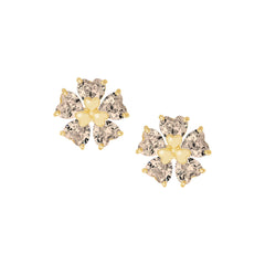 Heart Stone Petals Flower Stud Earring