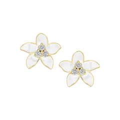 Enamel Pointy Flower Stud Earring