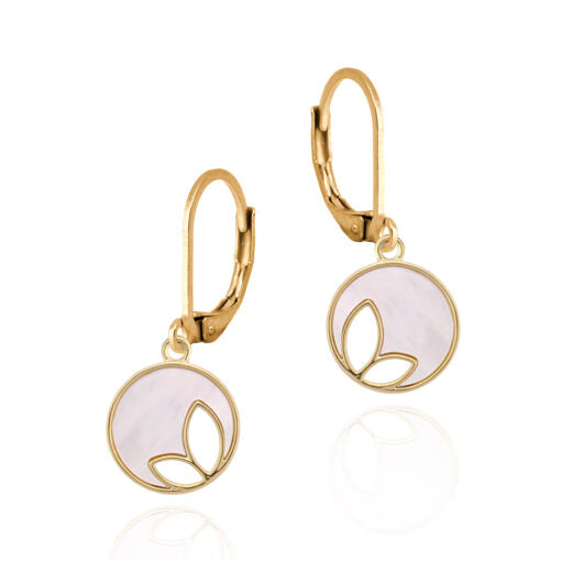 Leaf Cutout Mother-of-Pearl Circle Earring
