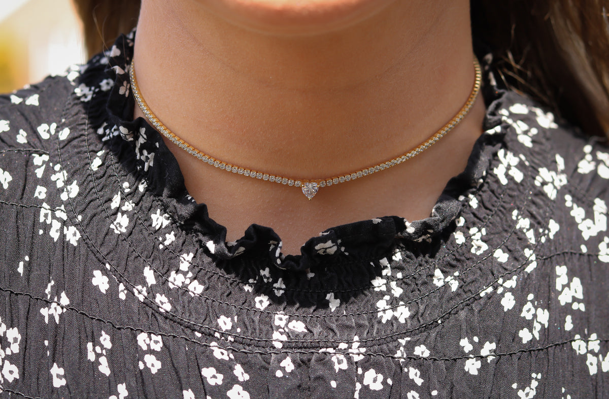 Heart Solitaire Tennis Choker