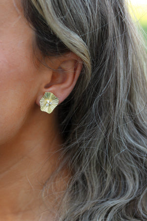 Gold Matt Floral Swirl Studs