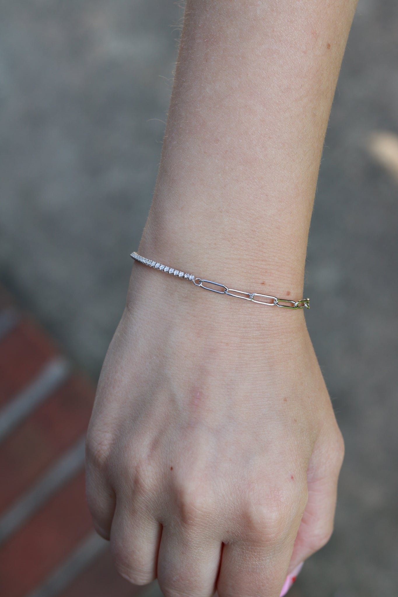 Half Tennis Half Link Bracelet