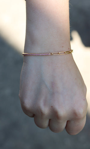 Half Tennis Half Link Bracelet