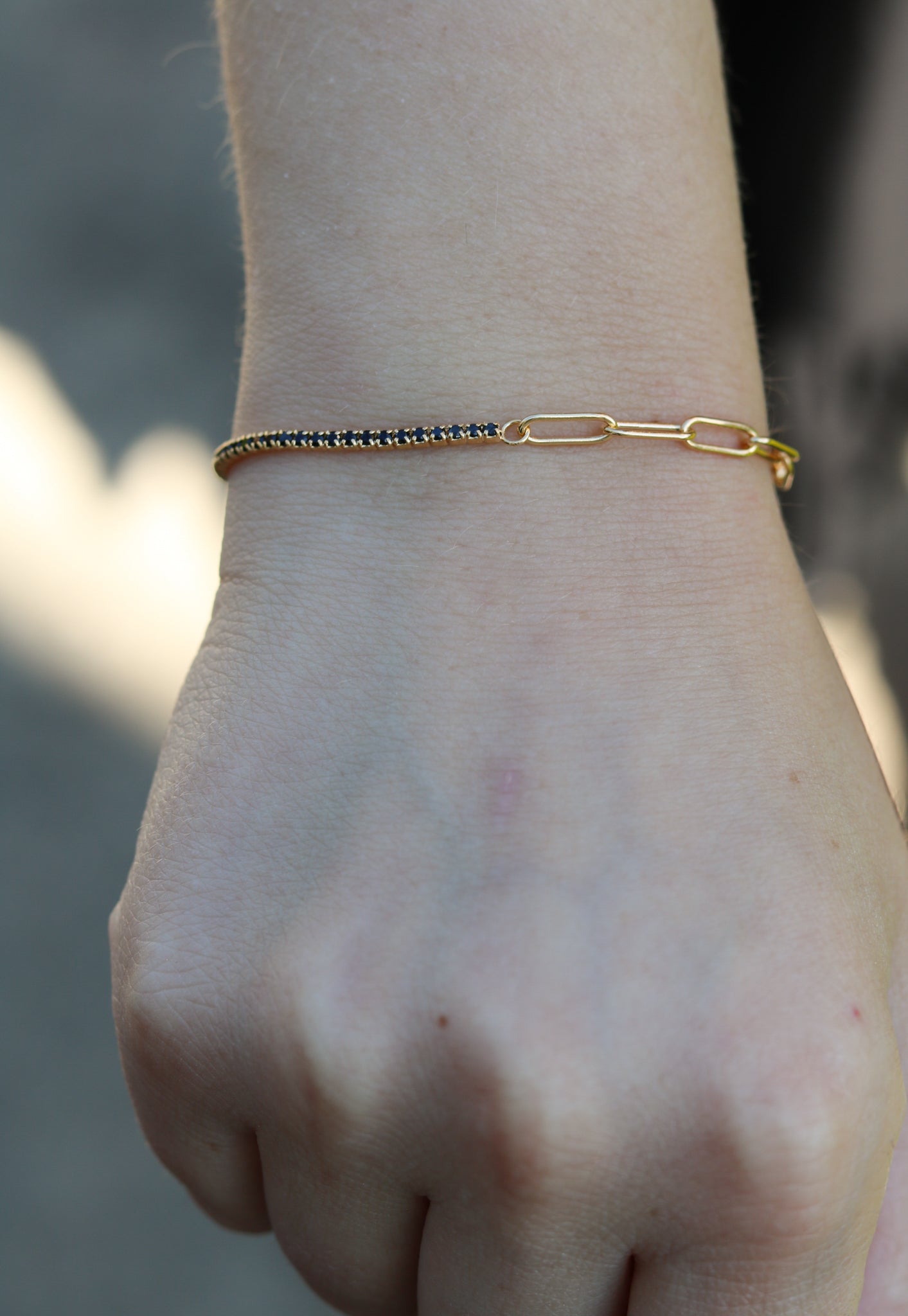 Half Tennis Half Link Bracelet