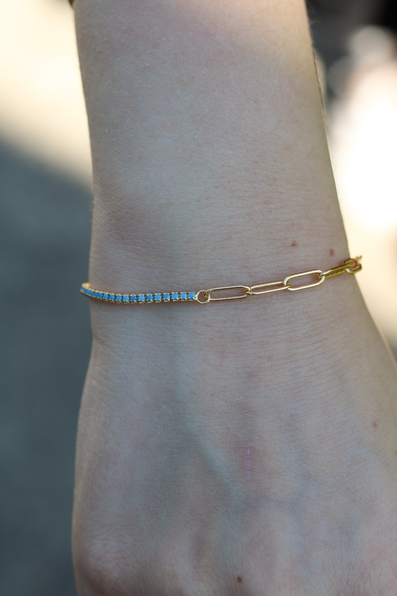 Half Tennis Half Link Bracelet