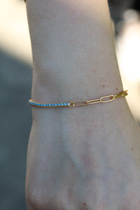 Half Tennis Half Link Bracelet