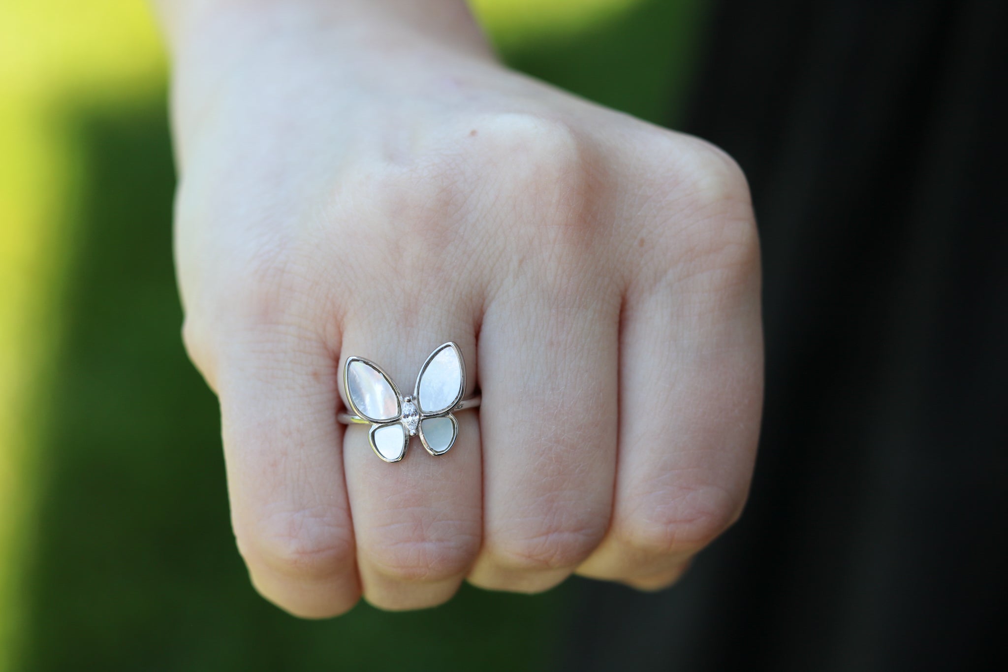 Mother Of Pearl Butterfly Ring