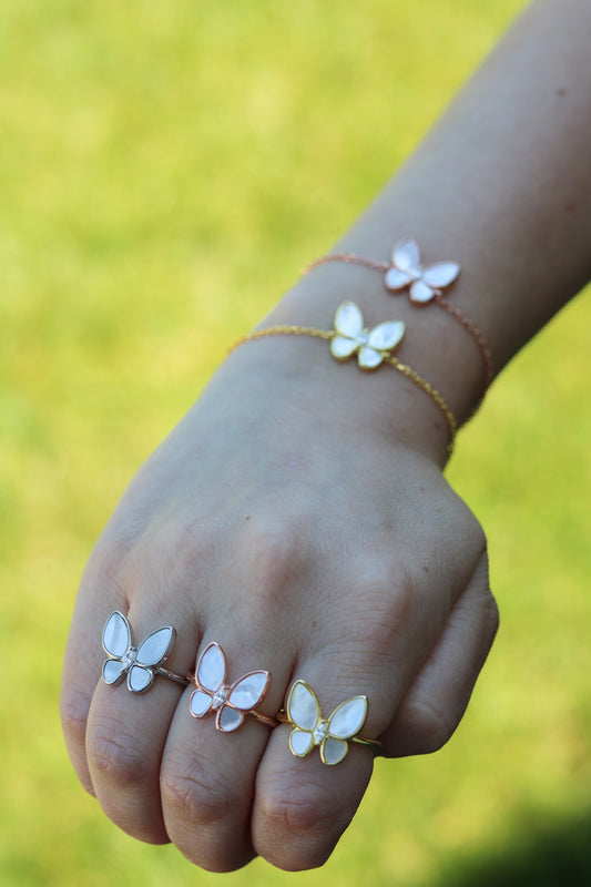 Mother Of Pearl Butterfly Ring