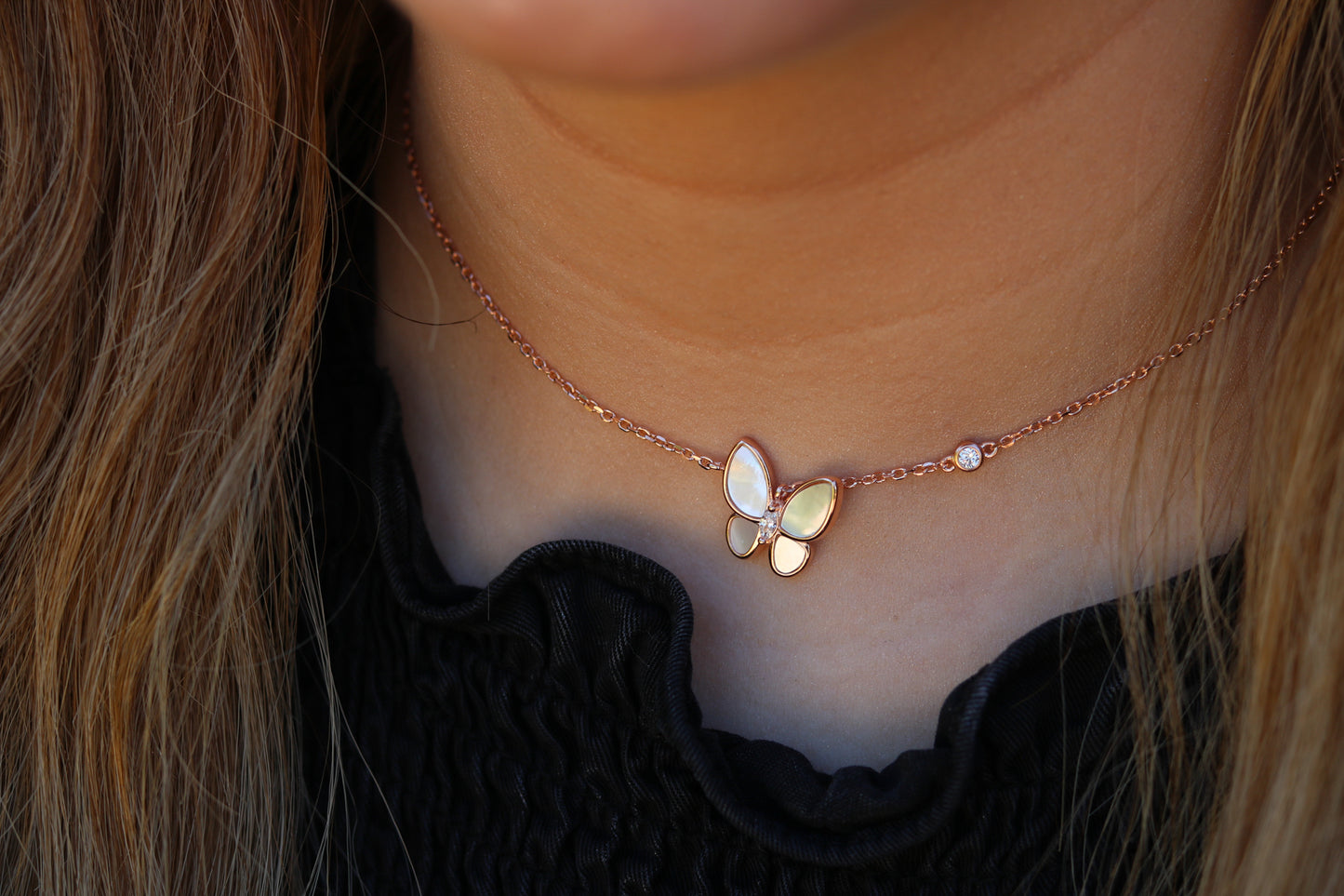 Mother Of Pearl Butterfly Necklace