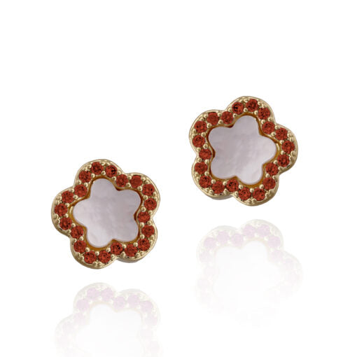 Small Mother-of-Pearl Flower Stud Earrings