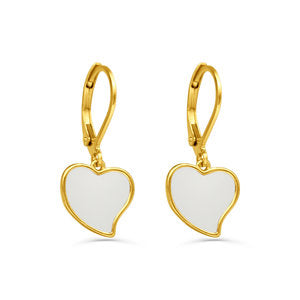 Slanted Heart Stone Earrings