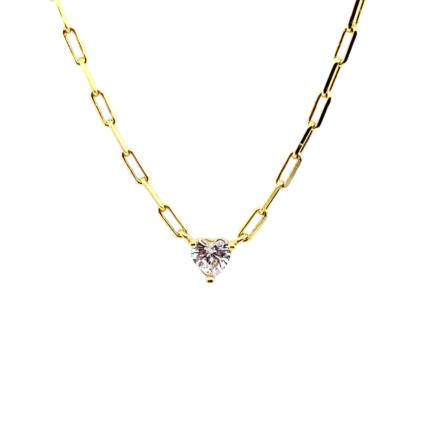 Link Heart Solitaire Necklace