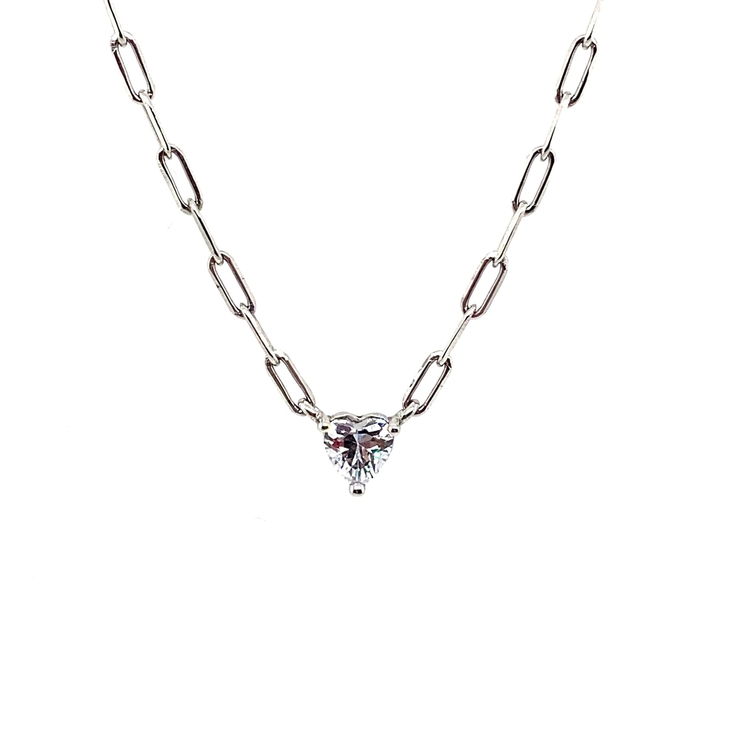 Link Heart Solitaire Necklace