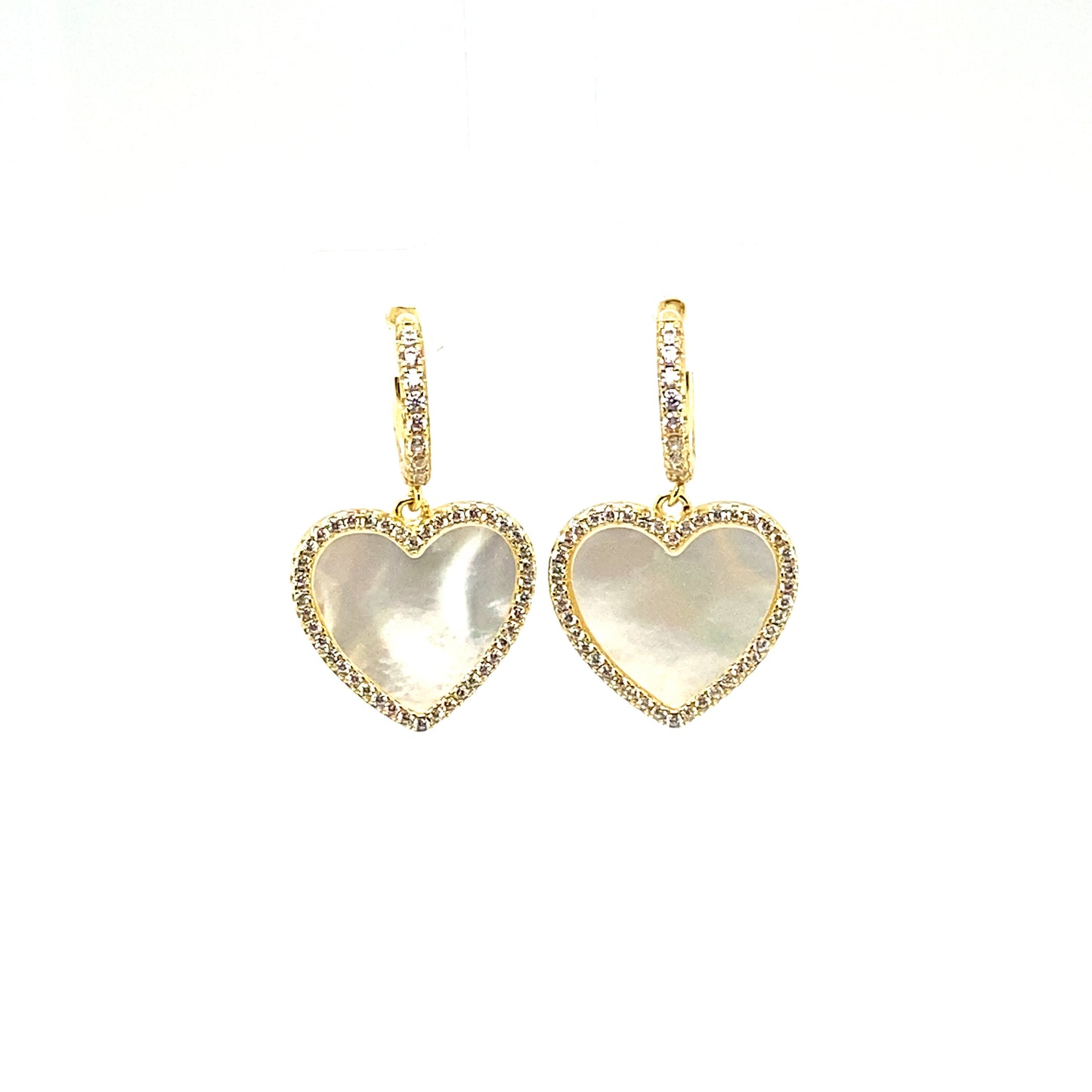 Mother Of Pearl Hanging Heart Earrings