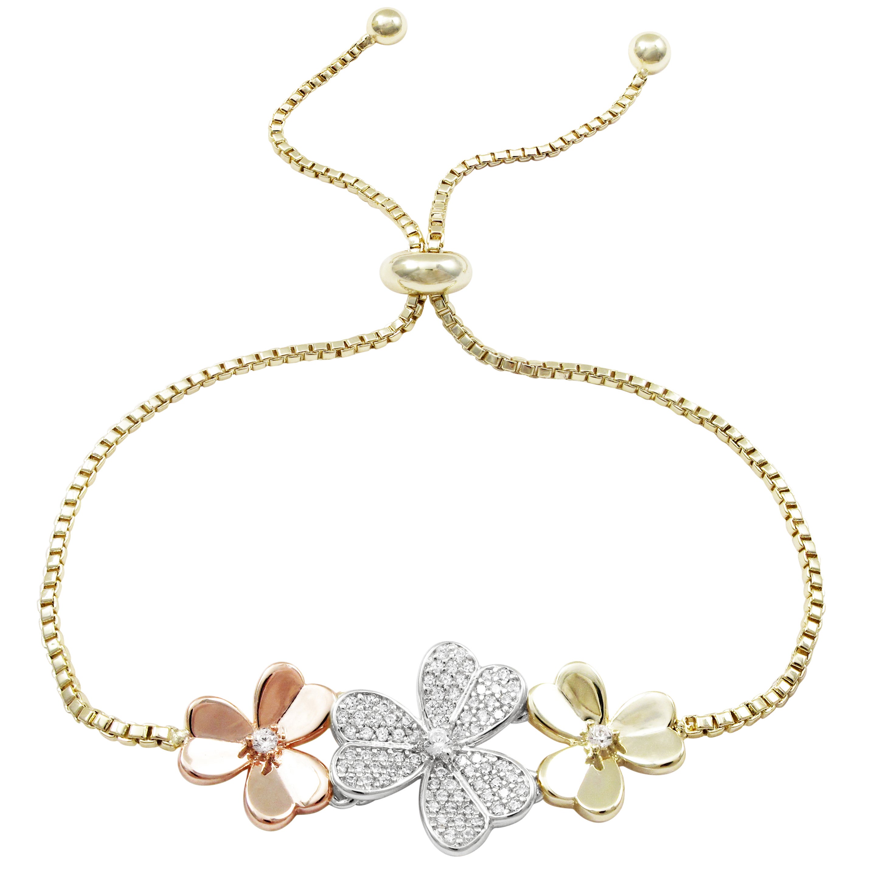 Tricolor Floral Adjustable Bracelet