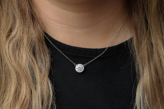 Solitaire Single Halo Necklace