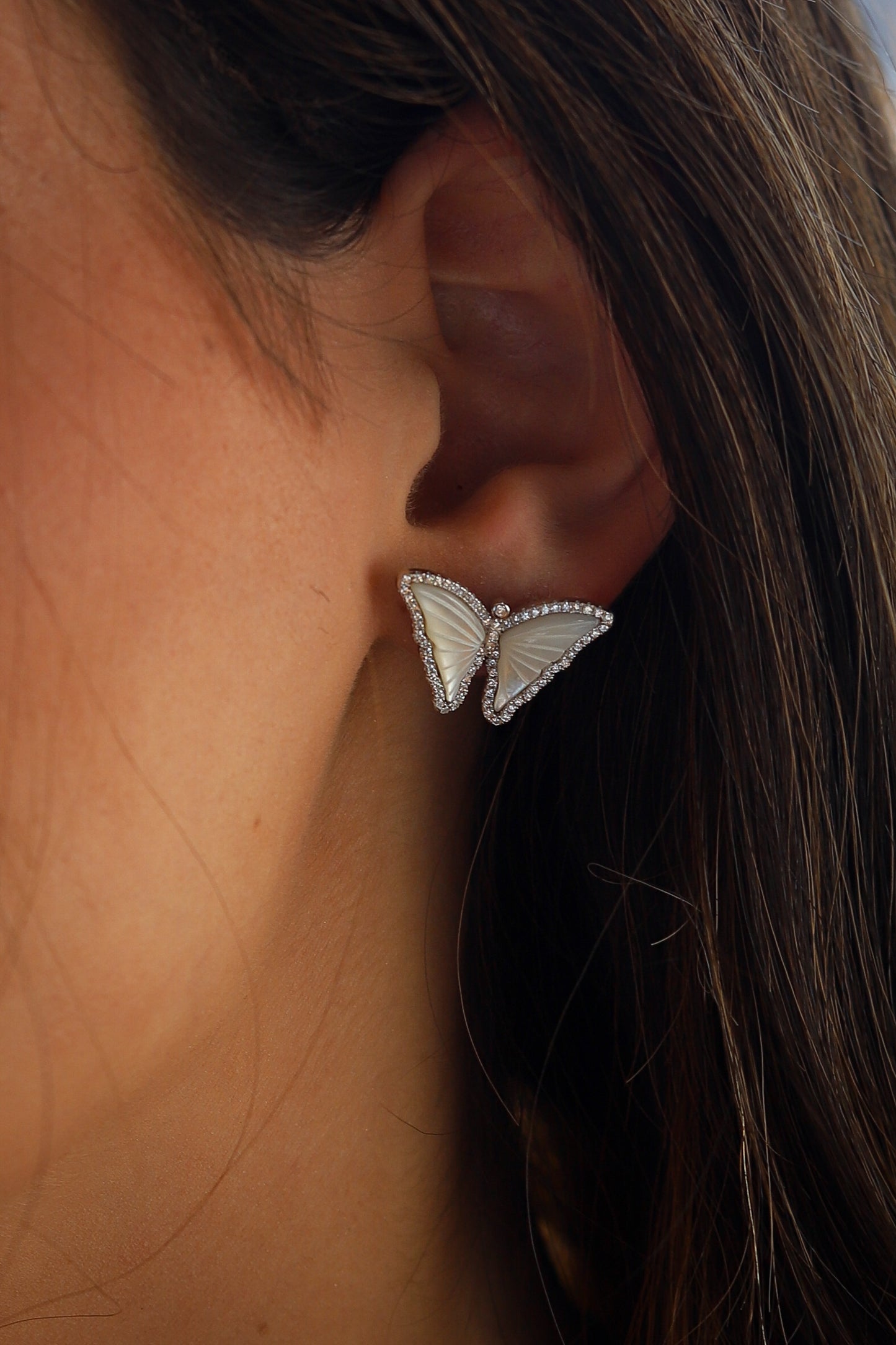 Statement Mother Of Pearl Butterfly Earrings