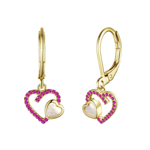 Small Double Mother Of Pearl Hearts Earrings